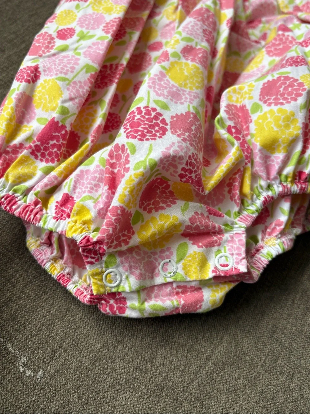 Lolly Wolly Doodle Pink Yellow Floral Smocked Bubble One-Piece
